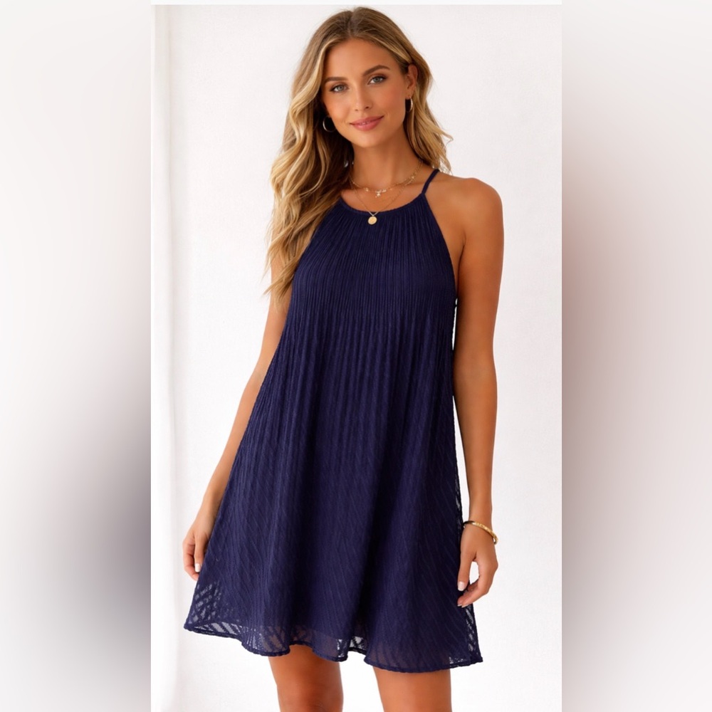 Elle Navy Textured Maxi Dress New